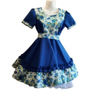 Vestido Tradicional T10 Azul y Blanco Con flores