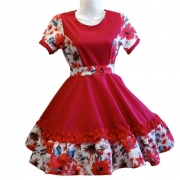 Vestido Tradicional T10 Rojo y Blanco con Flores