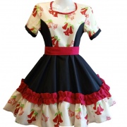 Vestido Tradicional T10 Negro Y Crema con Flores