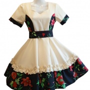 Vestido Tradicional T10 Crema con Flores