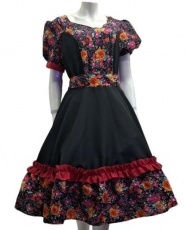 Vestido tradicional XL Negro con flores